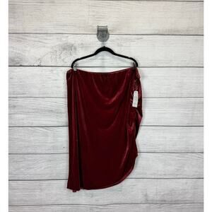 Time & Tru Plus Size Pink Mauve Velvet Asymmetrical Hem Skirt Size XXXL